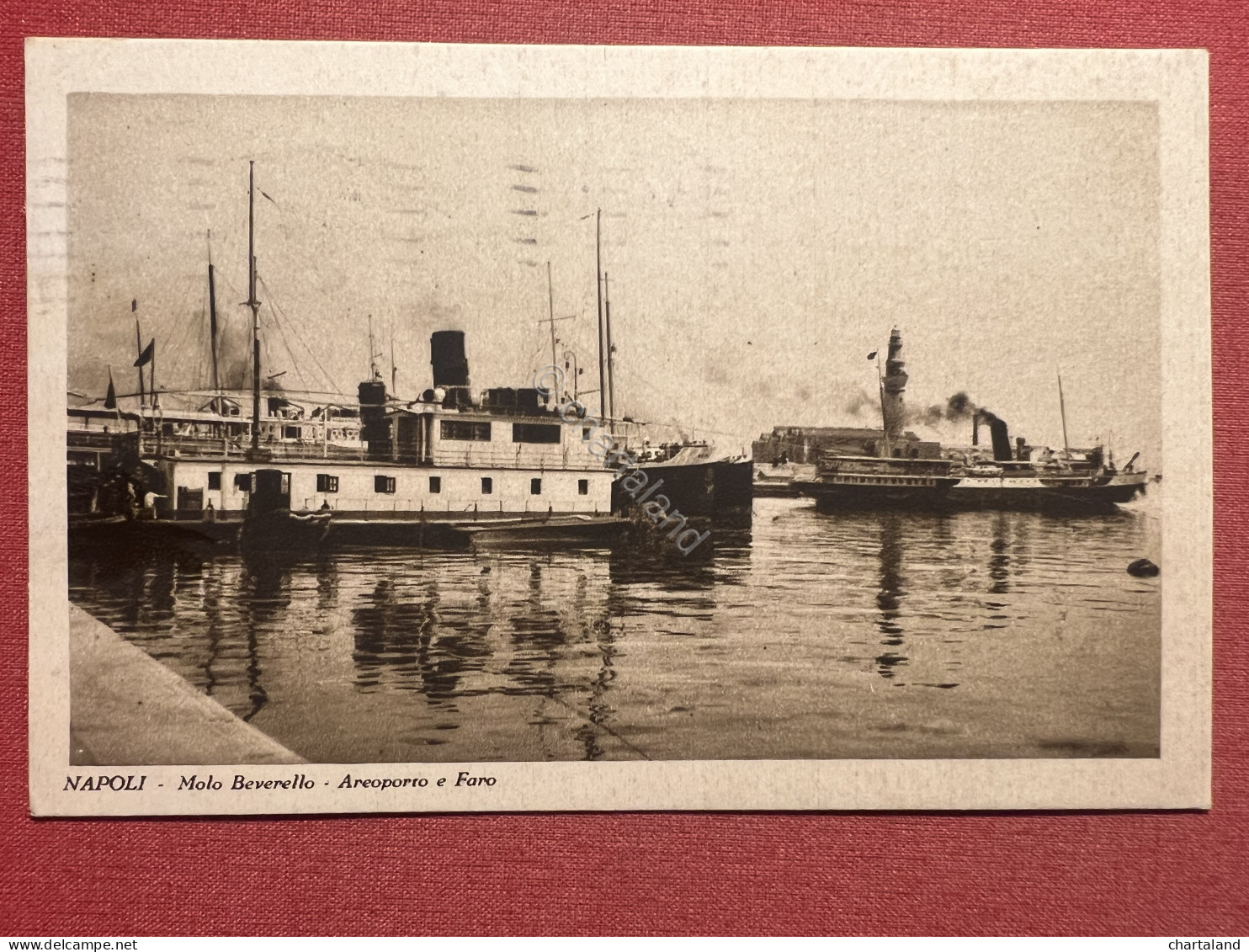 Cartolina - Napoli - Molo Beverello - Aeroporto e Faro - 1934