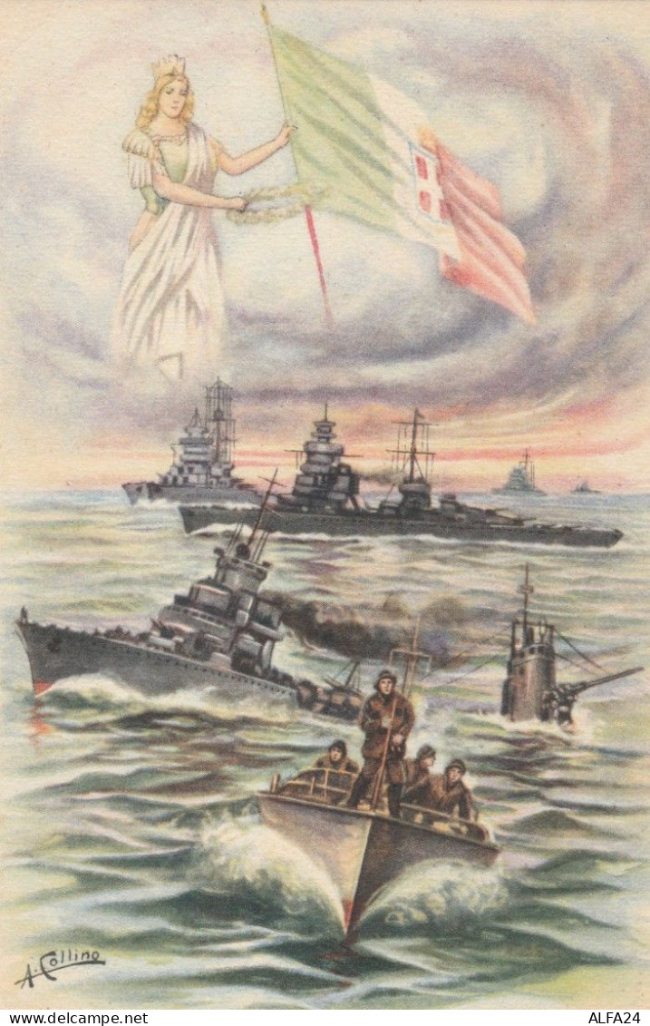 CARTOLINA NON VIAGGIATA PATRIOTTICA MARINA MILITARE ILL.COLLINO (VX1493