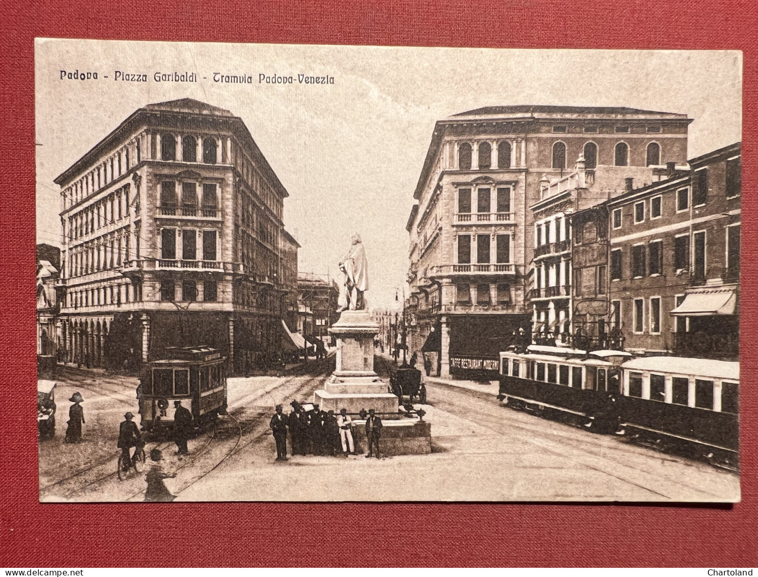 Cartolina - Padova - Piazza Garibaldi - Tranvia Padova - Venezia - 1920