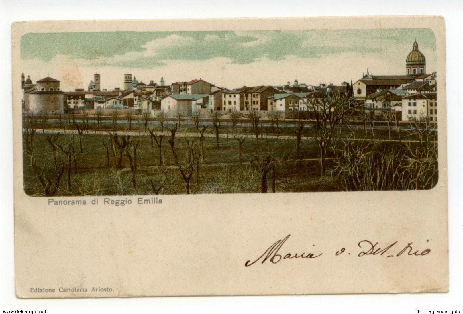 Cartolina Panorama di Reggio Emilia viaggiata 1901