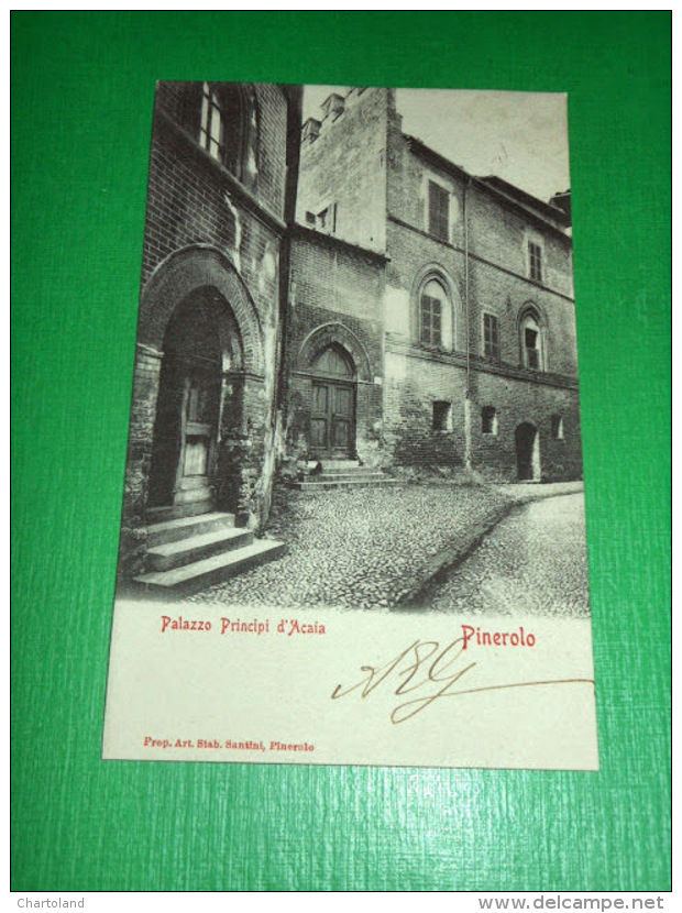 Cartolina Pinerolo - Palazzo Principi d' Acaia 1902