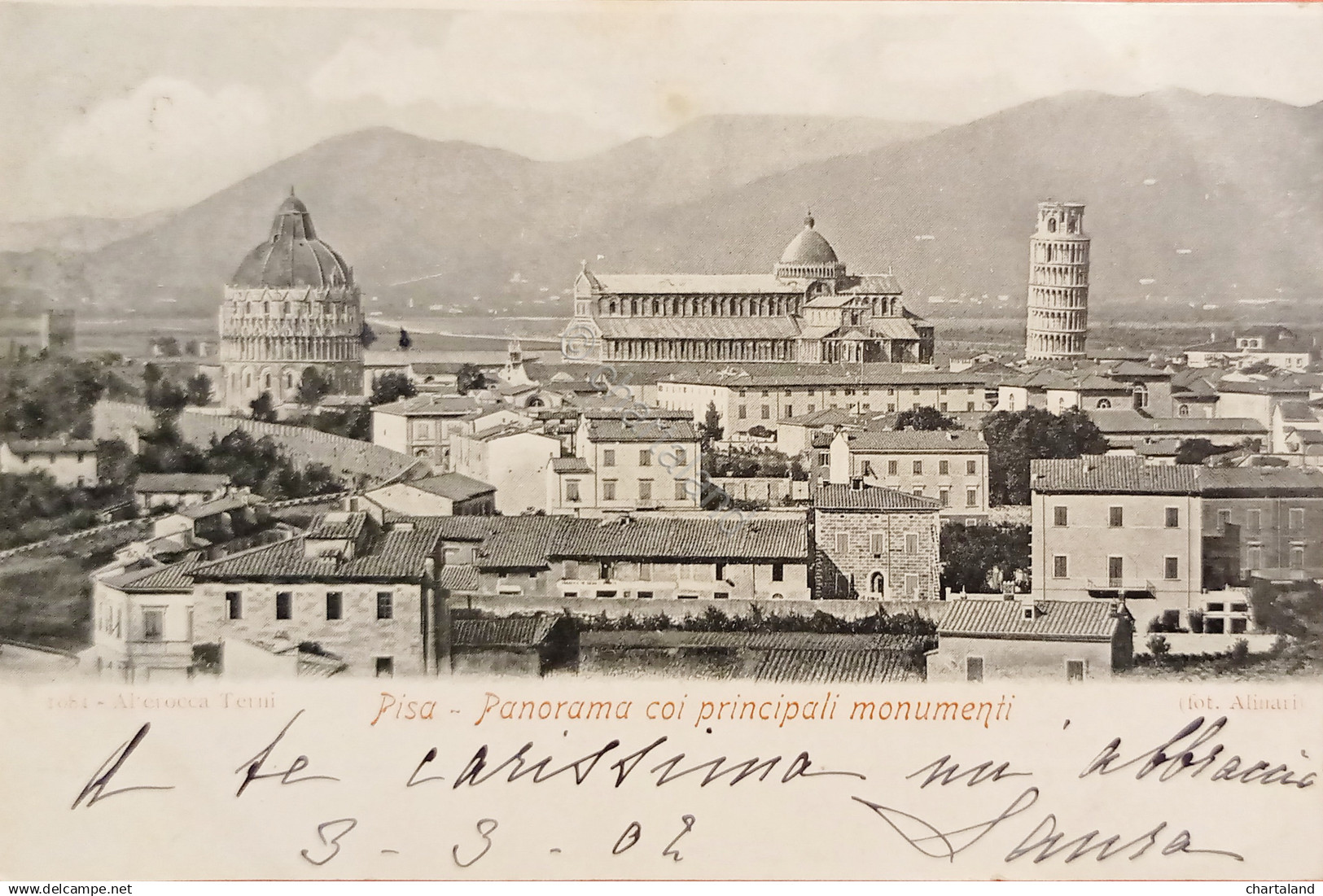 Cartolina - Pisa - Panorama coi principali monumenti - 1902