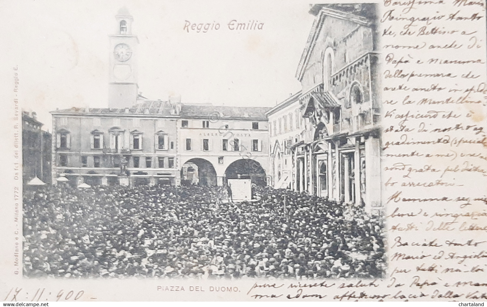 Cartolina Reggio Emilia - Piazza Del Duomo - 1900