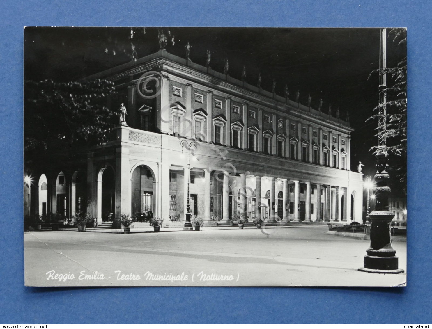 Cartolina Reggio Emilia - Teatro Municipale - Notturno - 1958