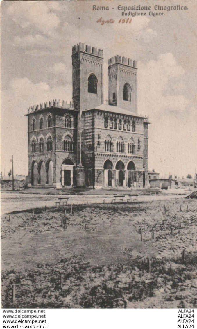 CARTOLINA ROMA ESPOSIZIONE ETNOGRAFICA PADIGLIONE LIGURE 1912 (ZP4144