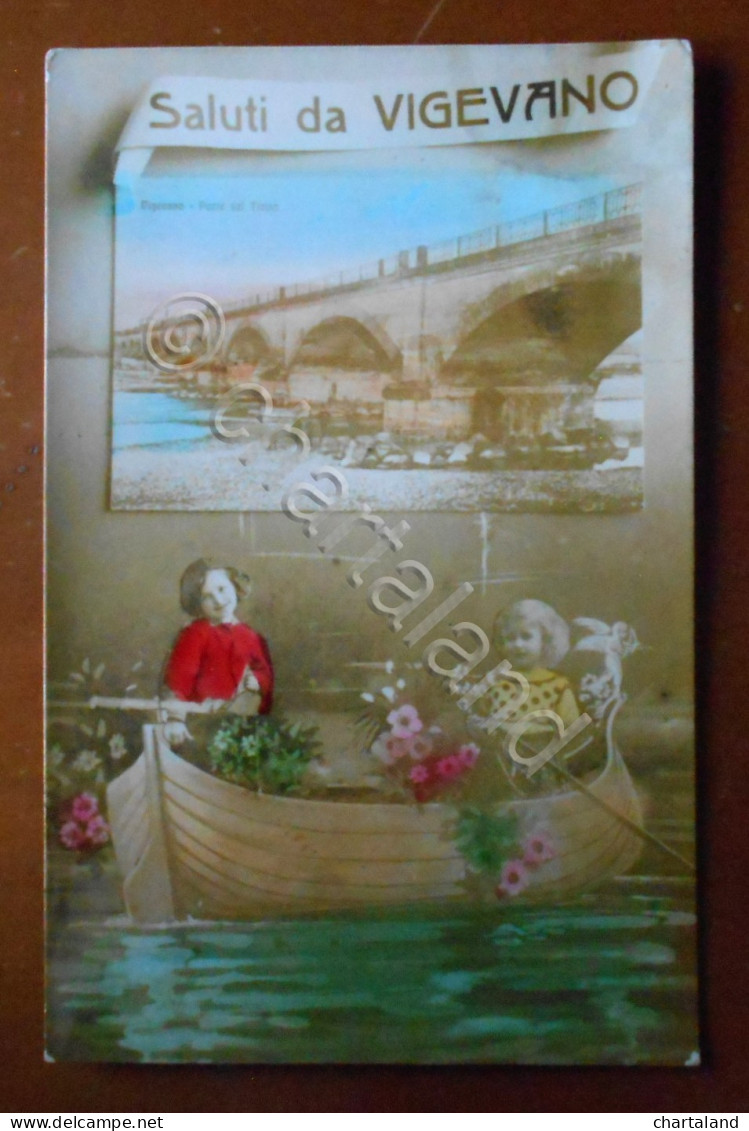 Cartolina Saluti da Vigevano - 1921