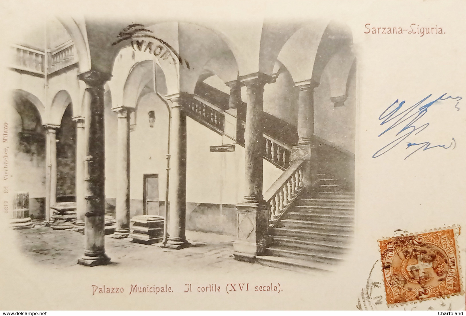 Cartolina - Sarzana-Liguria - Palazzo Municipale - Il Cortile - 1900