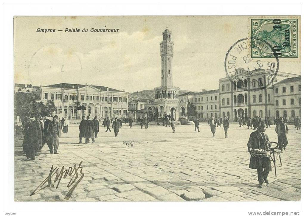 CARTOLINA - SMYRNE - PALAZZO DEL GOVERNATORE - ANIMATA - VIAGGIATA AFFRANCATA LATO VEDUTA ORA TURCHIA - IMPERO OTTOMANO