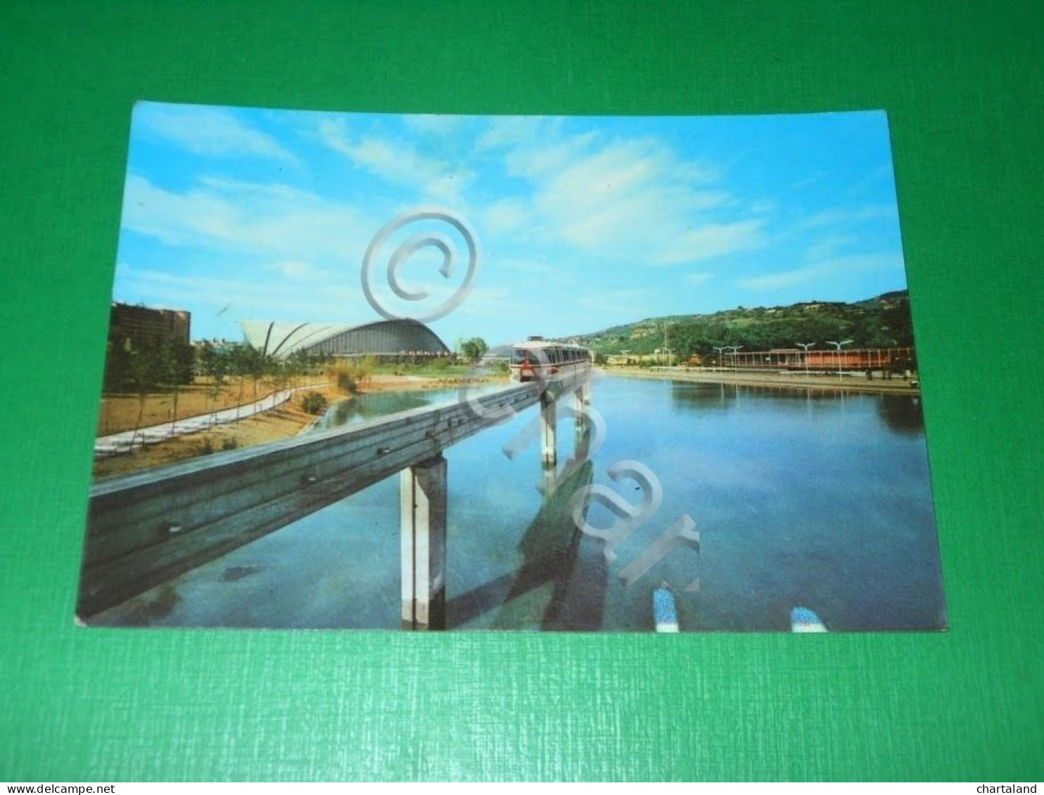 Cartolina Torino -+ Monorotaia ALWEG e Palazzo delle Mostre 1961.