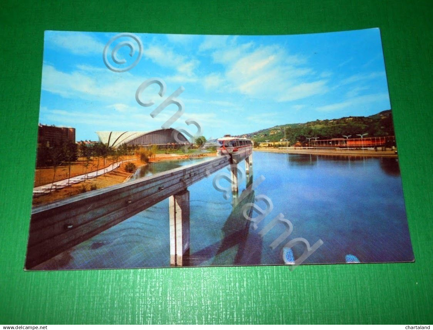 Cartolina Torino Monorotaia ALWEG e Palazzo delle Mostre 1961