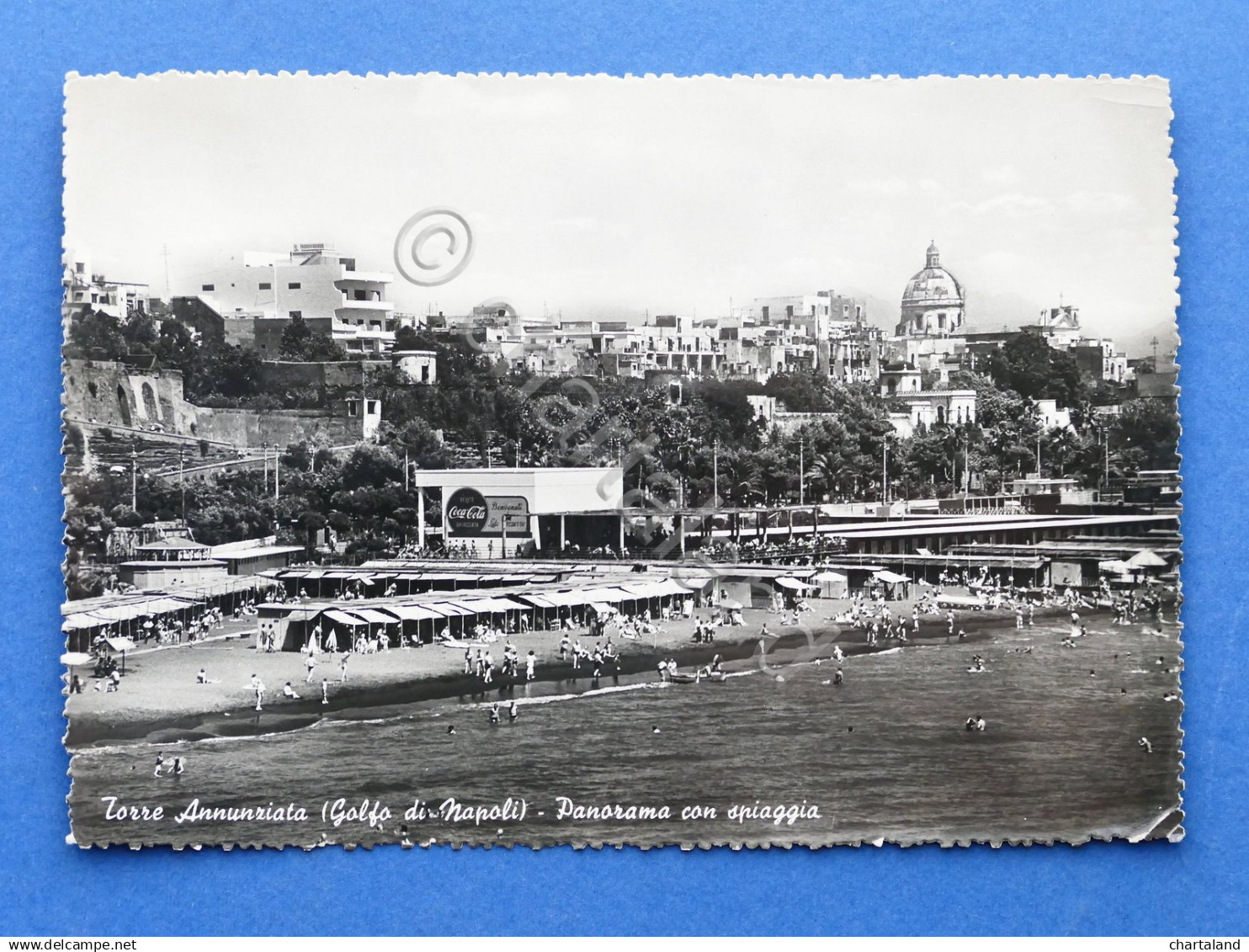 Cartolina Torre Annunziata - Panorama con spiaggia - 1953