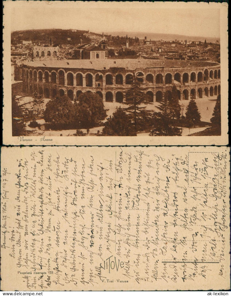 Cartolina Verona Verona Arena di Verona 1929
