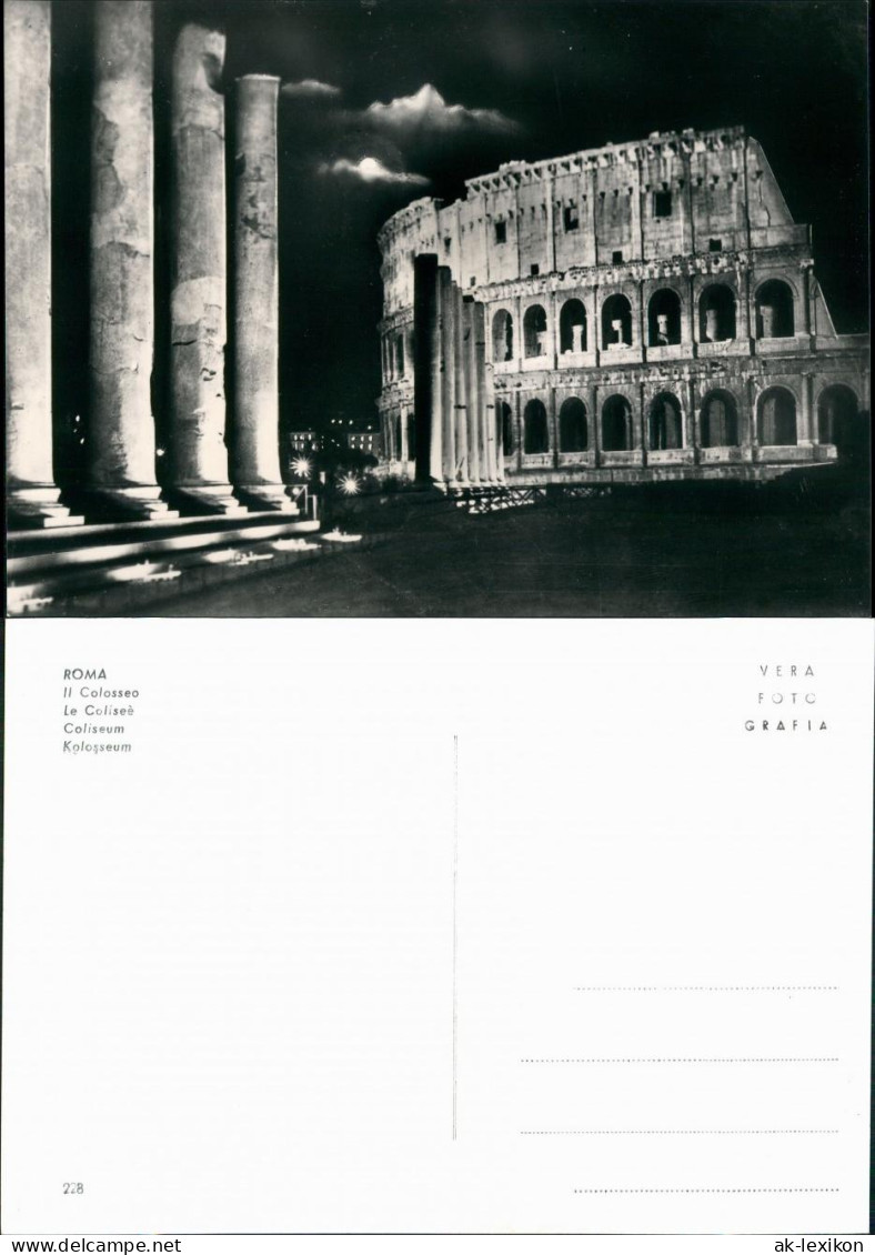 Cartoline Rom Roma Kolosseum Colosseo bei Nacht Stimmungsbild 1962