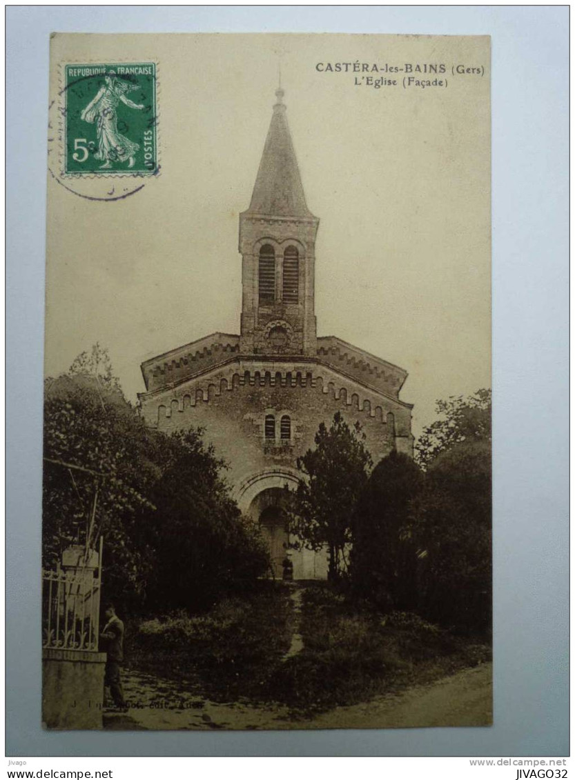 CASTERA-les-BAINS  (Gers)  :  L'EGLISE  (Façade)