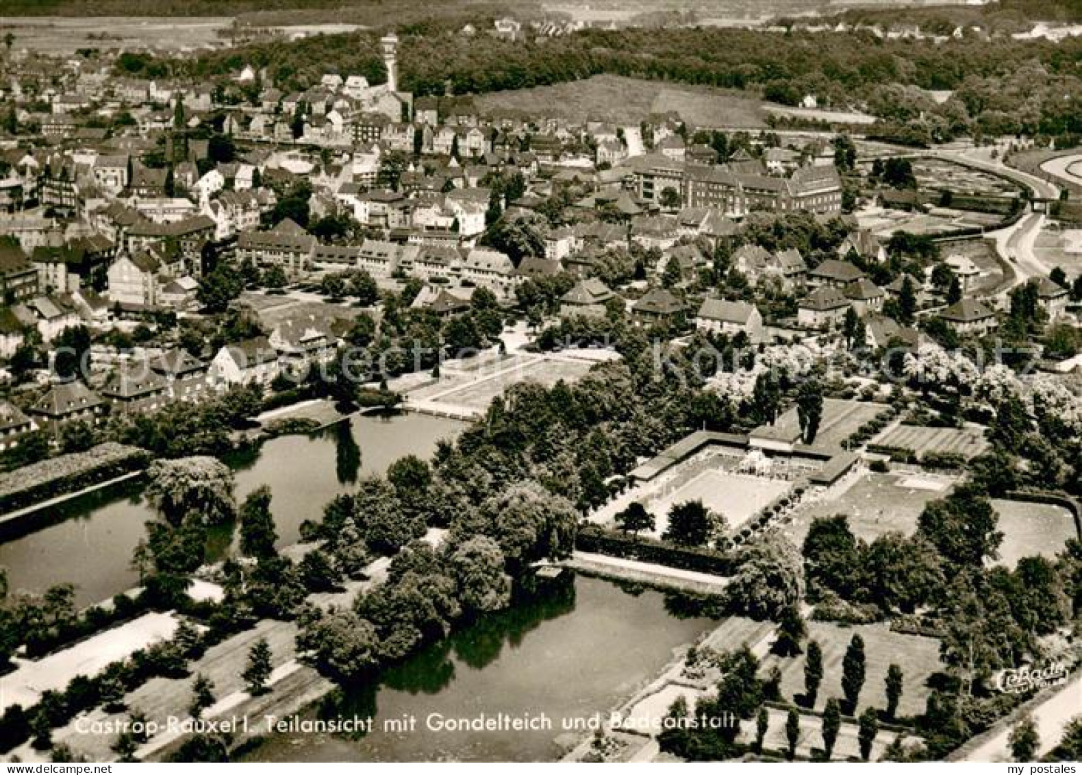 Castrop-Rauxel Fliegeraufnahme Stadtgarten Gondelteich Badeanstalt