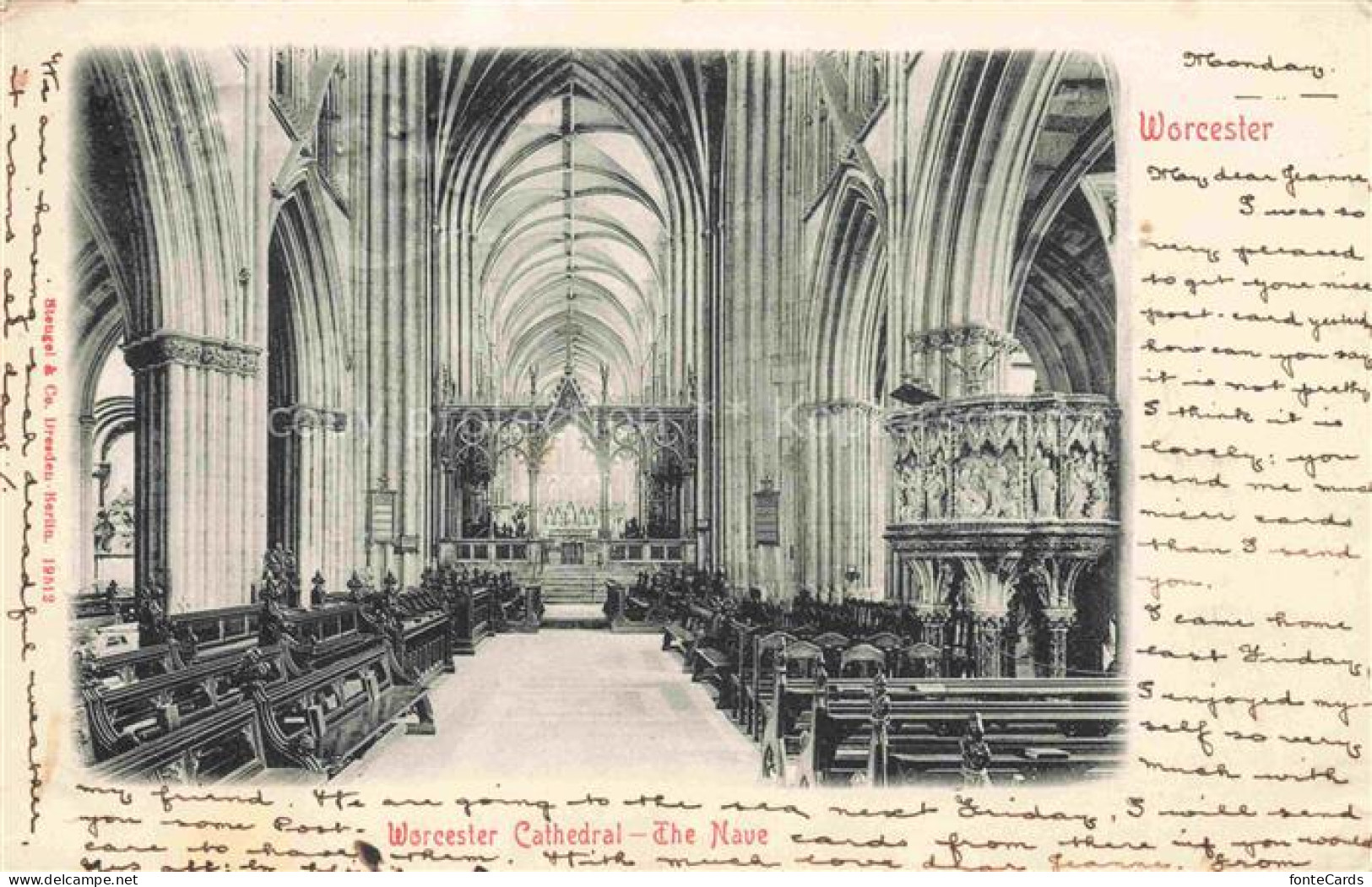 Cathedral Worcester Worcester-Cathedral Nave Kirchenschiff Gewoelbe Chor Saeulen