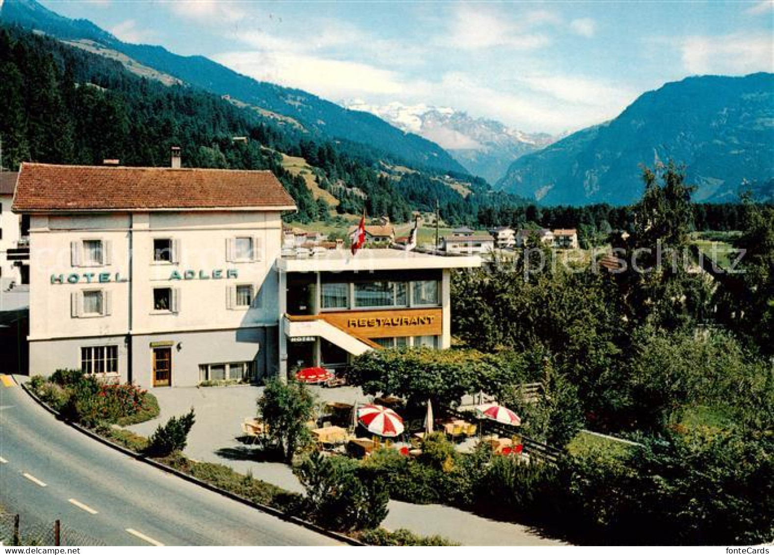 Cazis GR Hotel Adler Militaersache Blick zu den Alpen