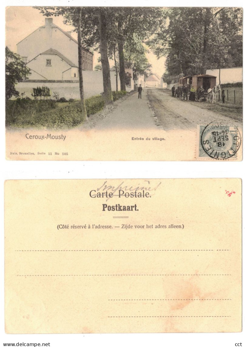Céroux-Mousty  Ottignies-Louvain-la-Neuve Entrée du village Edit Nels Bruxelles Serie 11 n° 505    GITAN GITANS  FORAINS