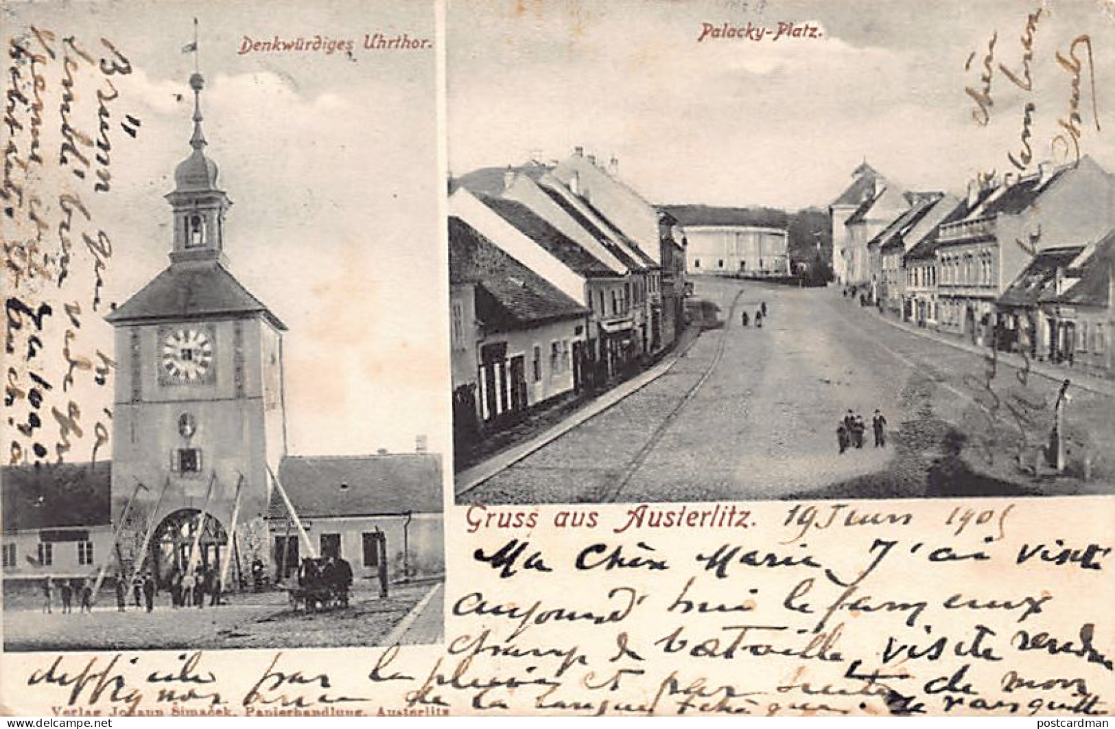 Česká rep. - SLAVKOV U BRNA Austerlitz - Denkwürdiges Uhrthor - Palacky-Platz