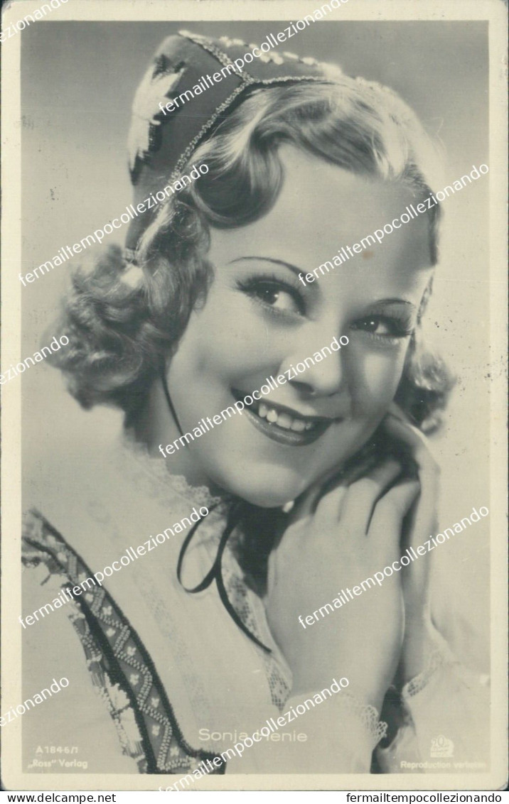 cf566 cartolina sonja henie attrice actress movie star film personaggi famosi