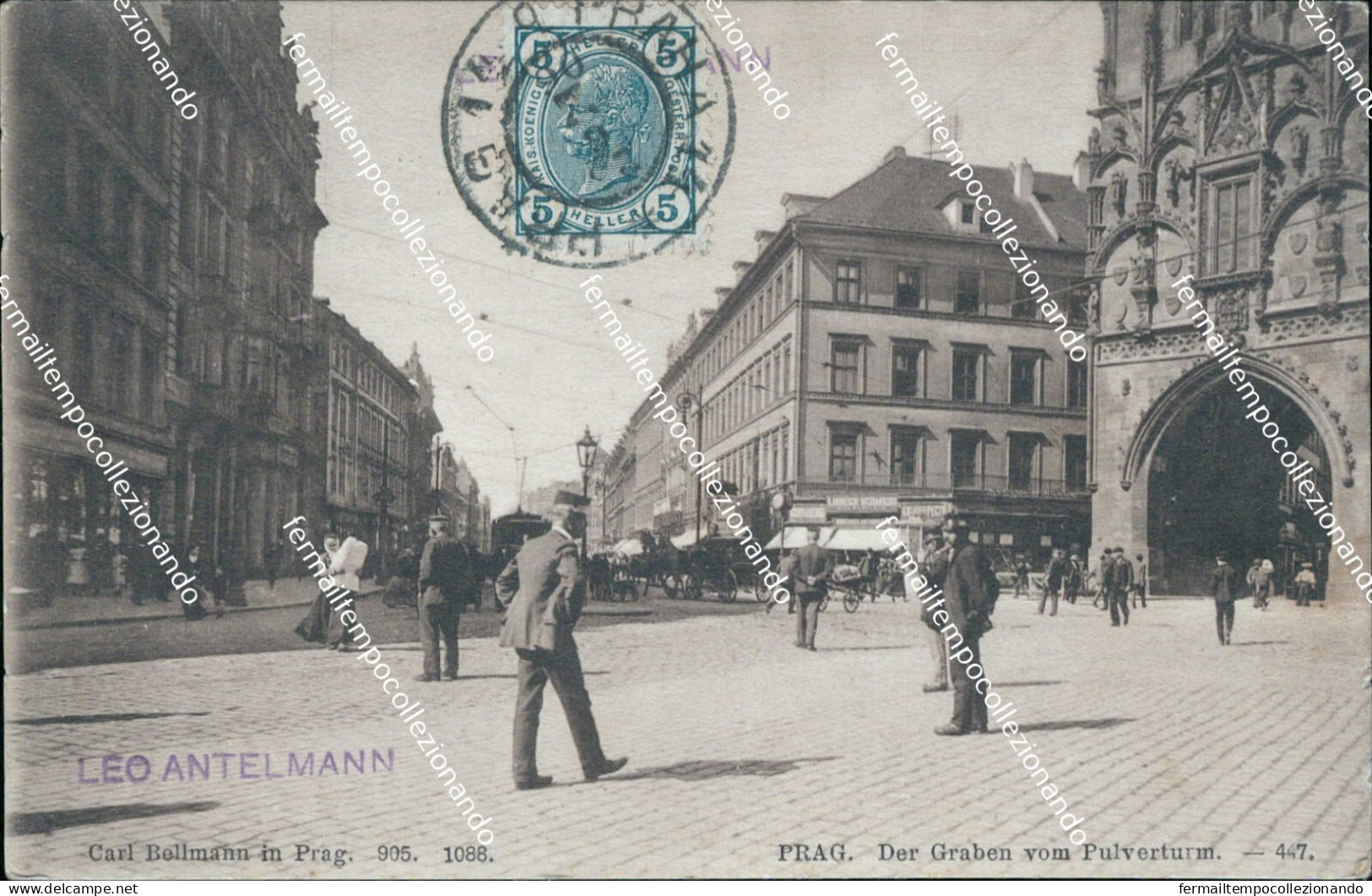 ch313 cartolina  prag der graben vom pulverturm cecoslovacchia  repubblica ceca