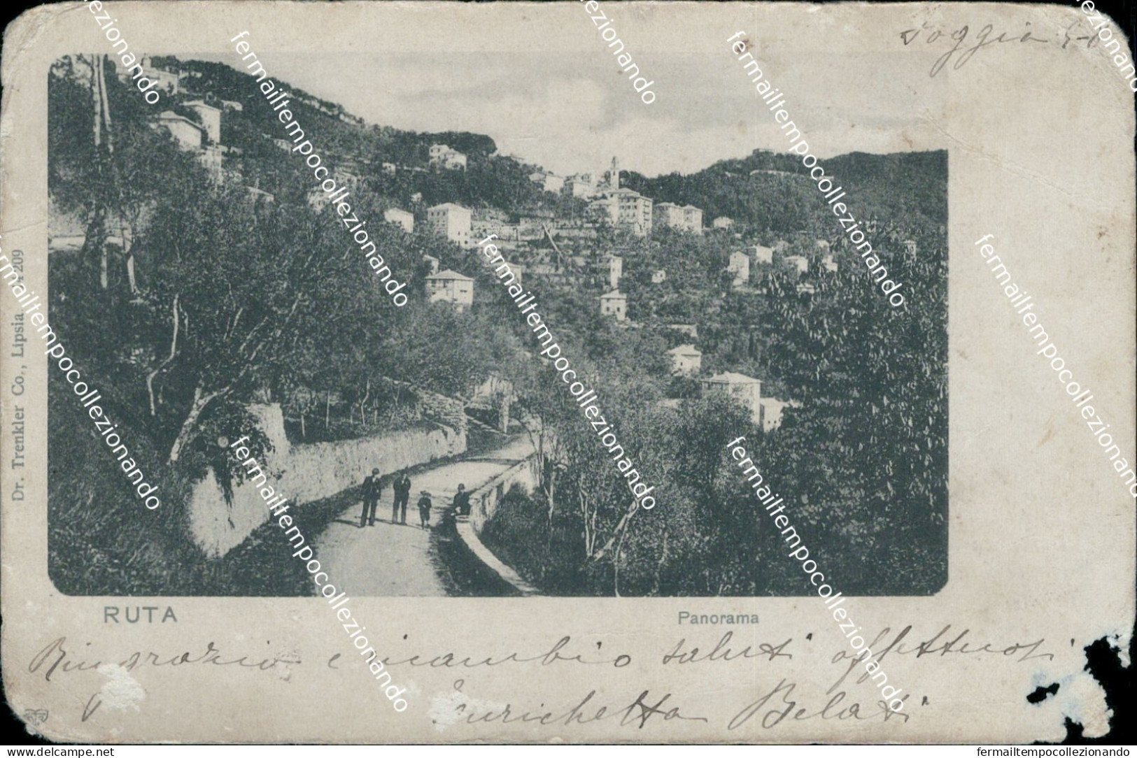 ch406 cartolina ruta provincia di genova inizio 900 strappi vari