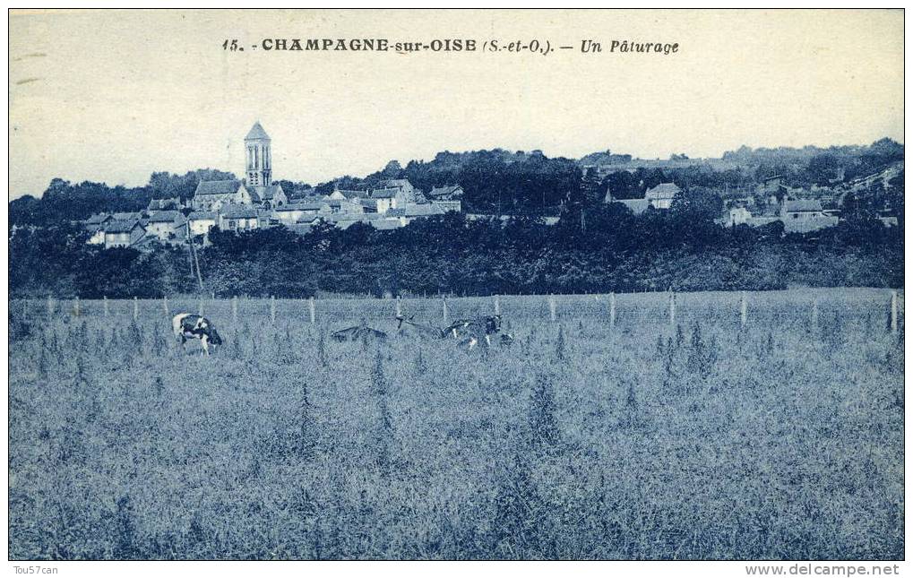 CHAMPAGNE SUR OISE - VAL D'OISE - CPA PETITE ANIMATION.