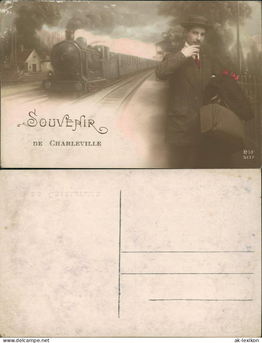 Charleville-Mézières Charleville-Mézières Bahnhof Mann Dampflokomotive 1916