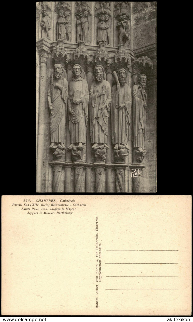 Chartres Cathédrale von Chartres - Südportal, zentrale Bucht (rechte Seite) 1920