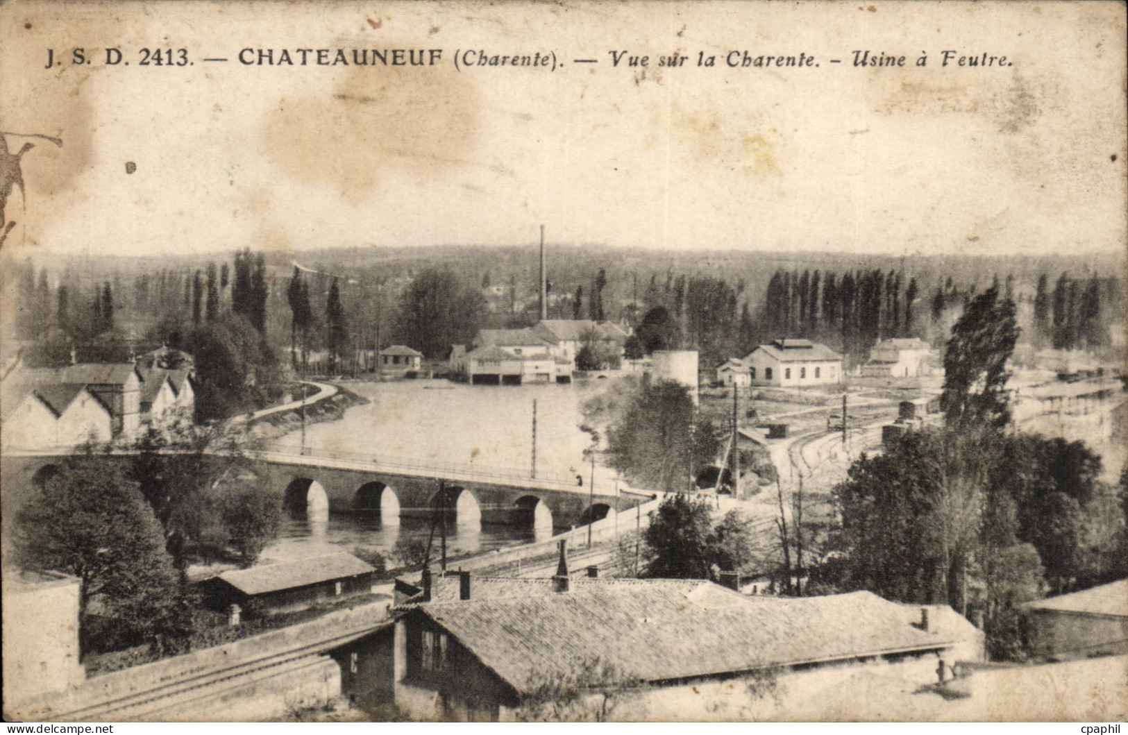 Chateauneuf - Vue sur la Charente - Usine a Feutre - CPA
