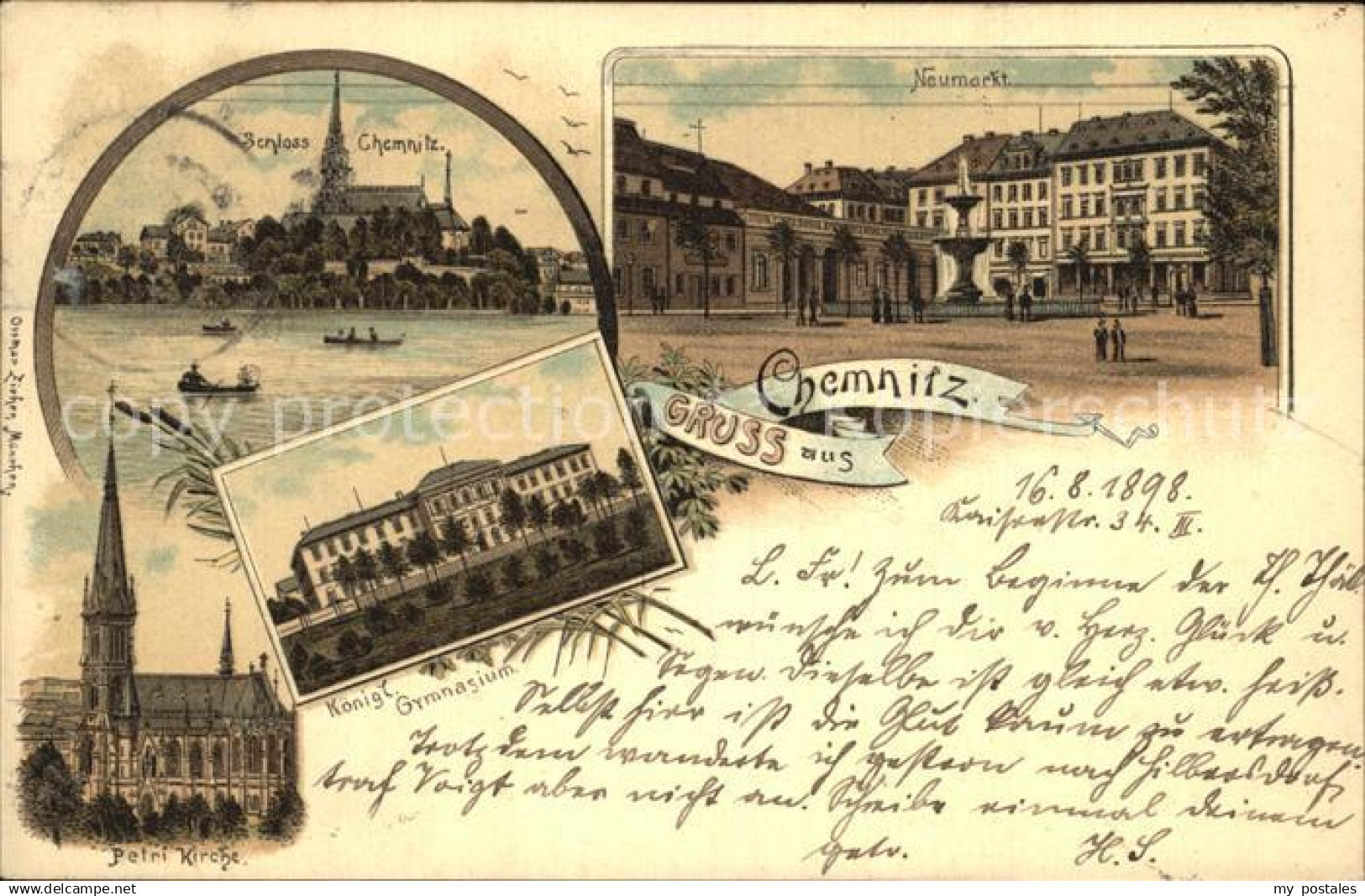 Chemnitz Schloss Chemnitz Koenigliches Gymnasium Petri Kirche