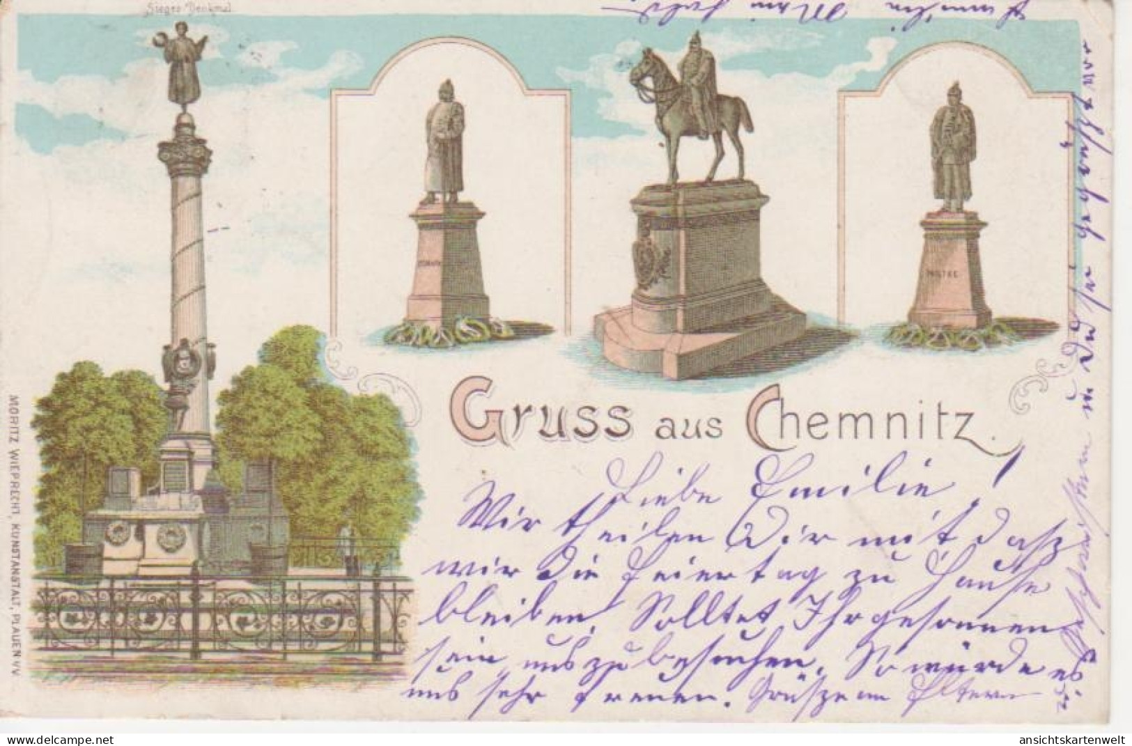 Chemnitz Siegesdenkmal, Bismark, Moltke gl1898 #86.237