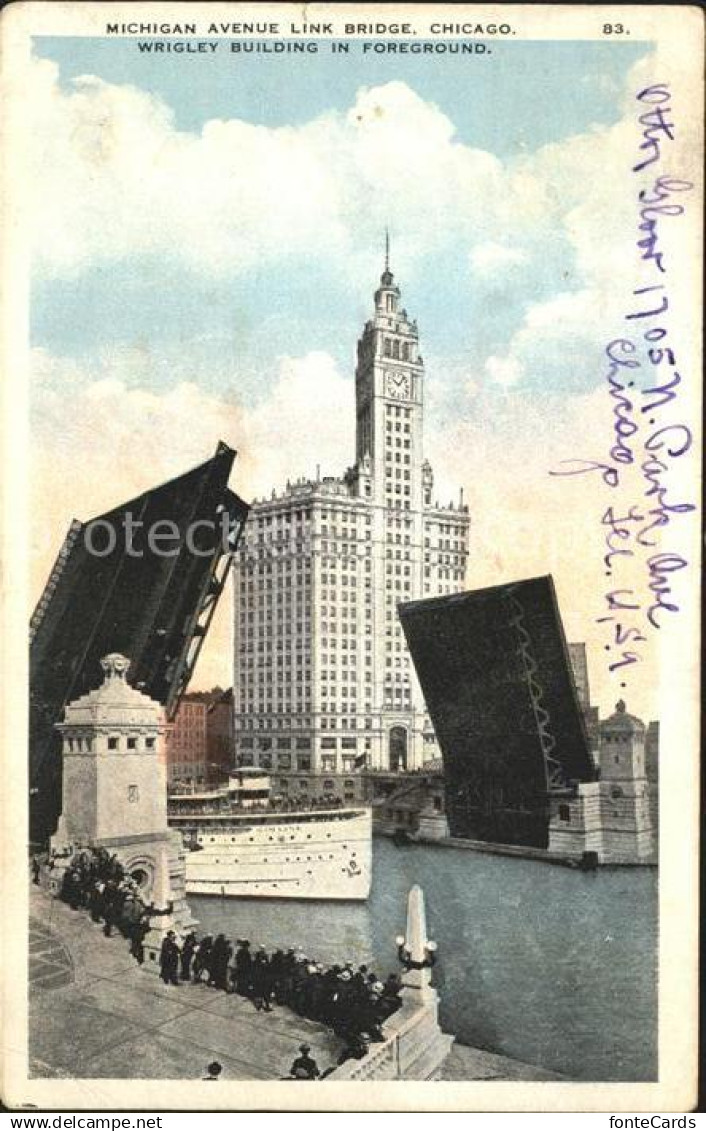 Chicago Illinois Michigan Avenue Link Bridge Steamer Wrigley Building