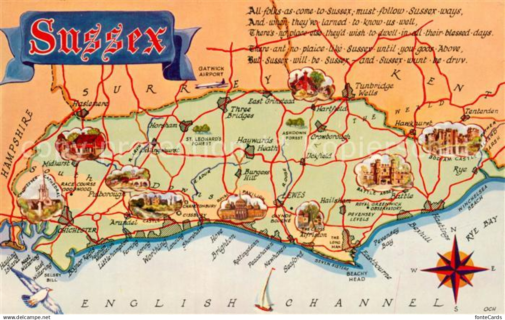 Chichester West Sussex Karte Sussex