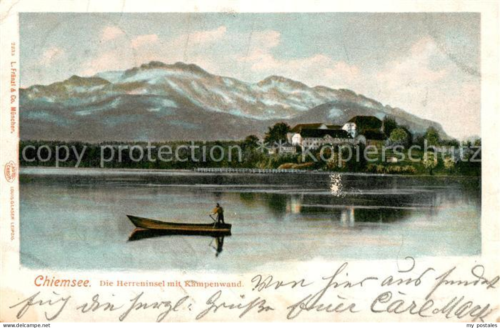 Chiemsee Herreninsel mit Kampenwand Chiemgauer Alpen