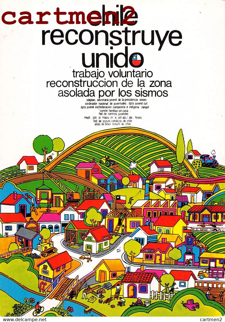 CHILE CHILI LUNGO STRADE DI UNIDAD POPULAR MANIFESTI MURALI CILENI DEGLI 1971 IL CILE RICOSTRUISCE UNITO AFFICHE