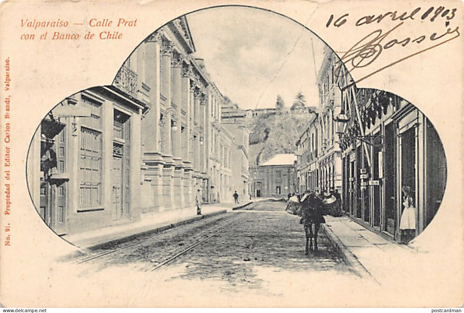 Chile - VALPARAISO - Calle Prat con el Banco de Chile - Ed. Carlos Brandt 91