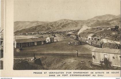 Pesage et vérification d'un chargement de nitrate de soude dans un port d'embarquement au Chili