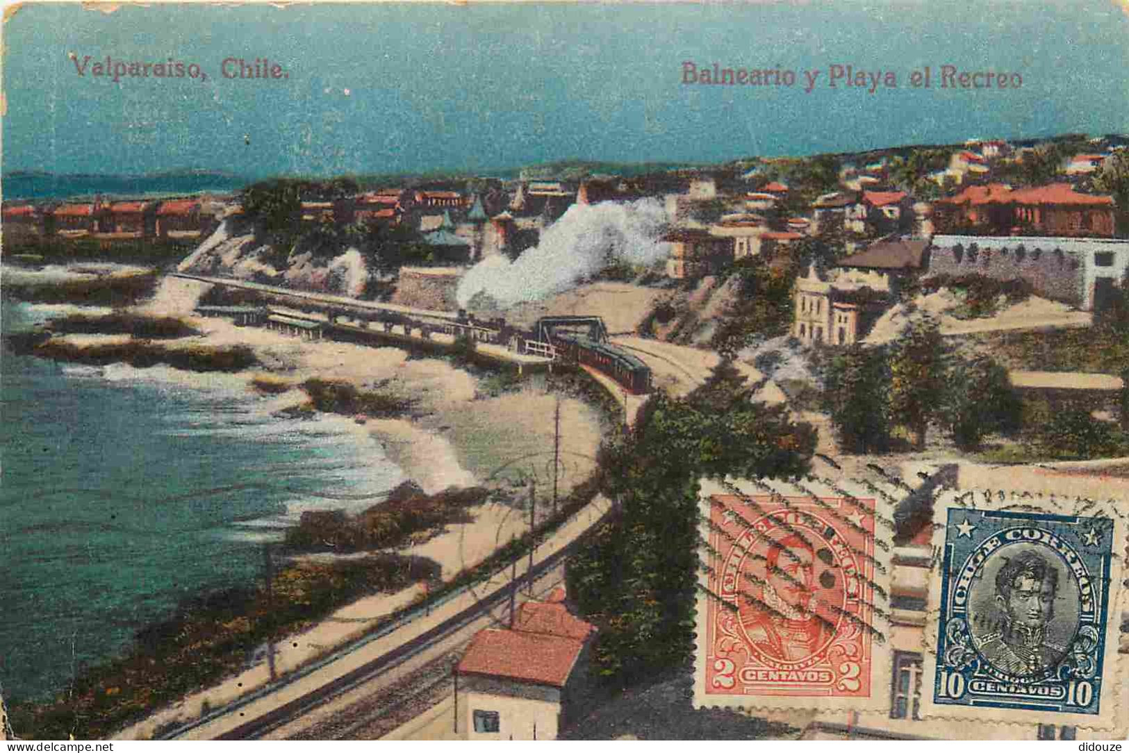Chili - Valpaiso - Balneario et Playa El Recreo - Colorisée - CPA - Oblitération de 1922 - Voir Scans Recto-Verso