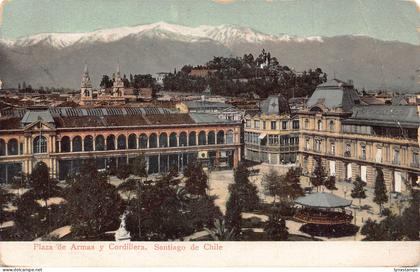B200 Chile 1913 Santiago de Chile Plaza de Armas y Cordillera postcard