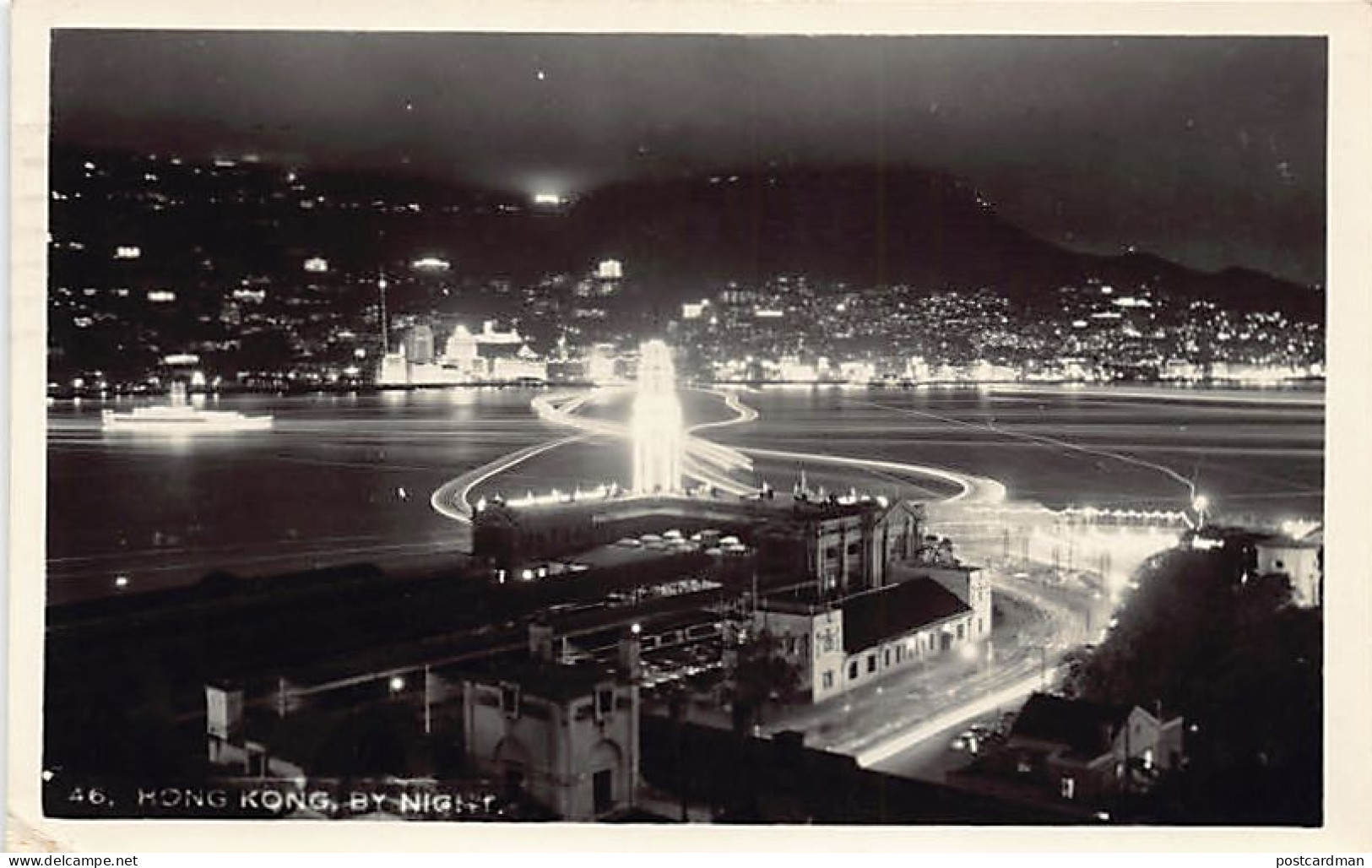China - HONG KONG - Panorama by Night - REAL PHOTO