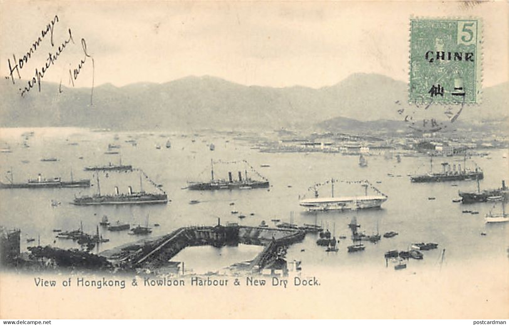 China - HONG-KONG - View of Hong-Kong, Kowloon Harbour and New dry dock - Publ. M. Sternberg