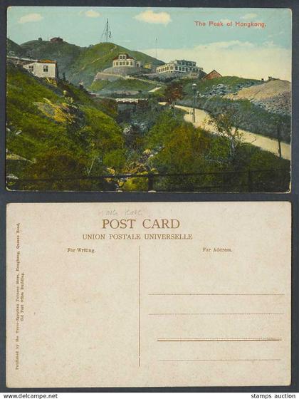 Hong Kong China Old Colour Postcard The Peak of Hongkong Bridge Houses Buildings