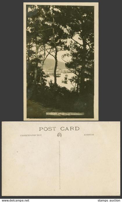 Hong Kong China Old Real Photo Postcard Scenery of Little Hongkong Harbour Boats