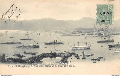 China - HONG-KONG - View of Hong-Kong, Kowloon Harbour and New dry dock - Publ. M. Sternberg