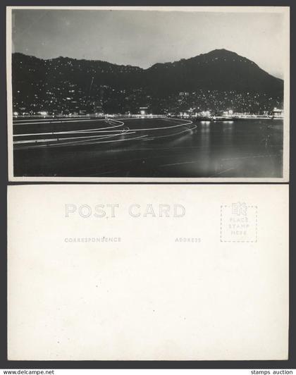 Hong Kong China Old Real Photo Postcard Hongkong by Night, Harbour, Illumination