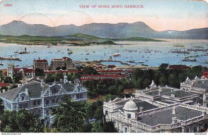 Hongkong China, Bird's eye view, Vogelschau vom Ort, Kolonialbauten, Hafen Marine Schiffspost