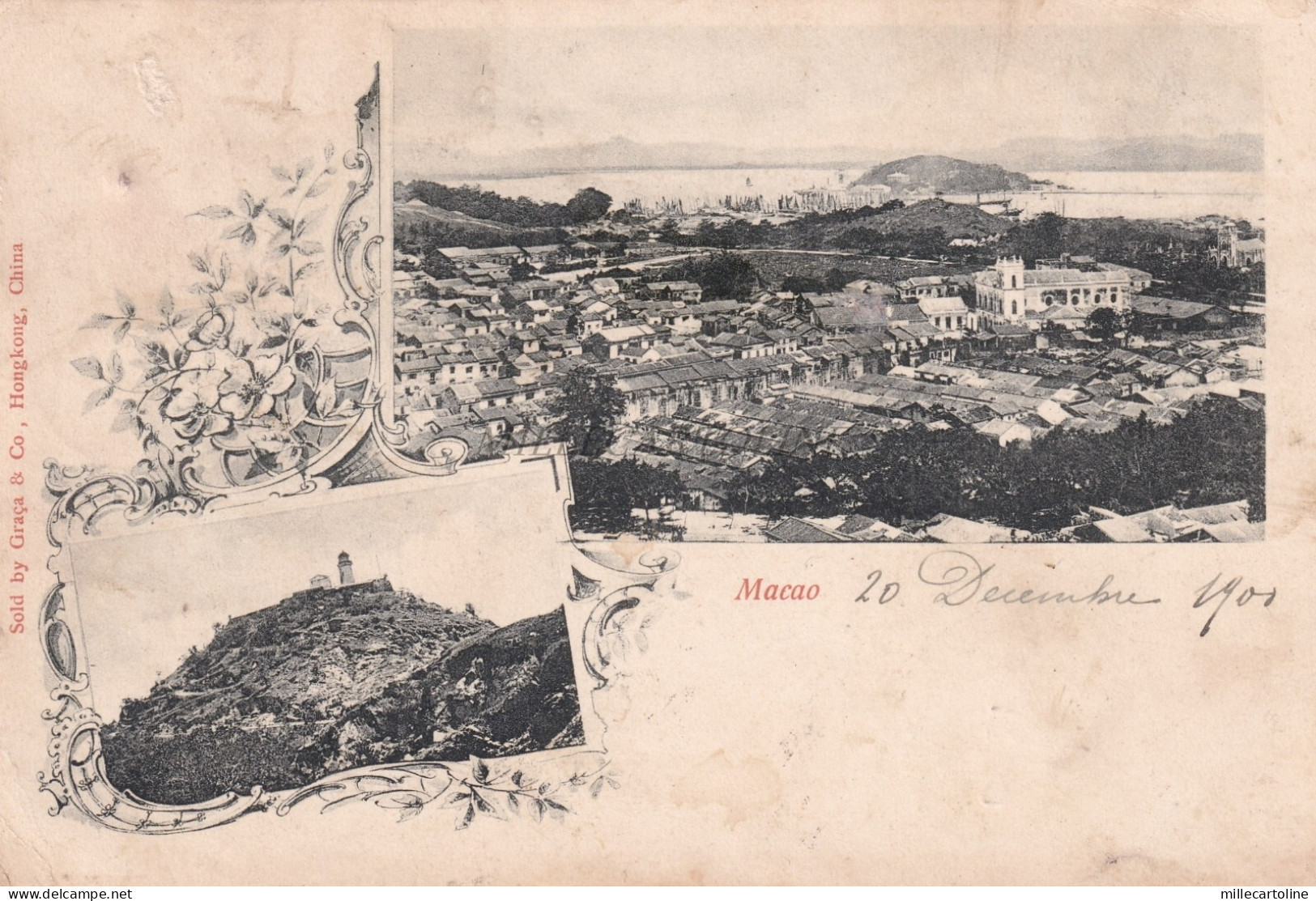 CHINA - Macao 1900 Postcard Ed.Graca Hongkong - Overprinted Stamp Macau