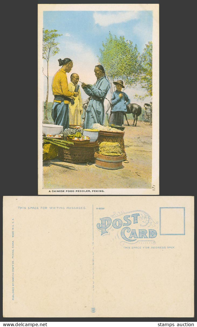 China Old Colour Postcard A Chinese Food Peddler Roadside Seller Vendor Chinaman