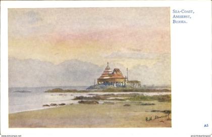 Artiste CPA Amherst Birma Burma Myanmar, Strandpartie
